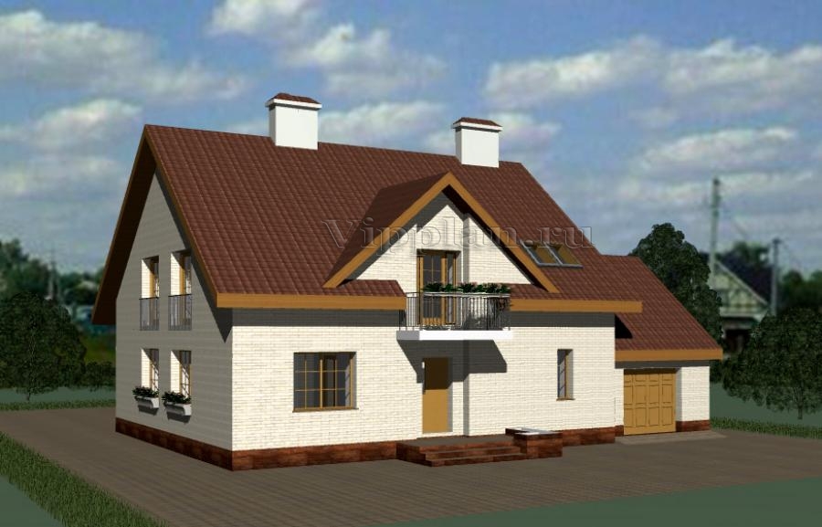 Дом с мансардой, гаражом и террасой